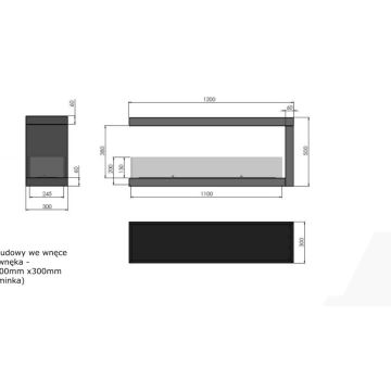 InFire - Kotni BIO kamin 120x50 cm 3kW bifacial