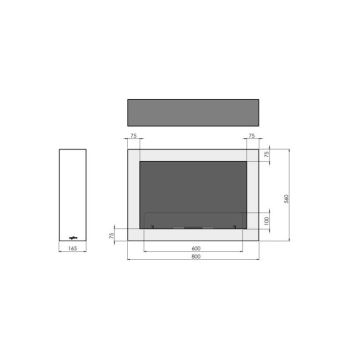 InFire - Stenski BIO kamin 80x56 cm 3kW bela