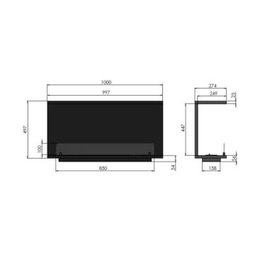 InFire - Vgradni BIO kamin 100x50 cm 3kW črna