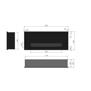 InFire - Vgradni BIO kamin 120x50 cm 3kW črna