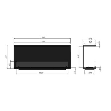 InFire - Vgradni BIO kamin 120x50 cm 3kW črna