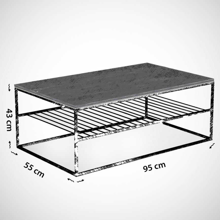 Klubska mizica ETNA 43x95 cm rjava/črna