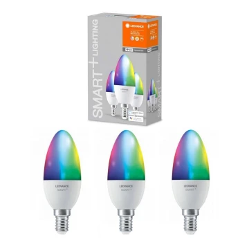 KOMPLET 3x LED RGBW Zatemnitvena žarnica SMART+ E14/5W/230V 2700K-6500K Wi-Fi - Ledvance