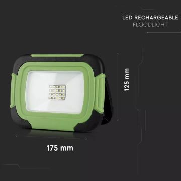 LED Baterijski reflektor SAMSUNG CHIP LED/10W/3,7V IP44 4000K zelen