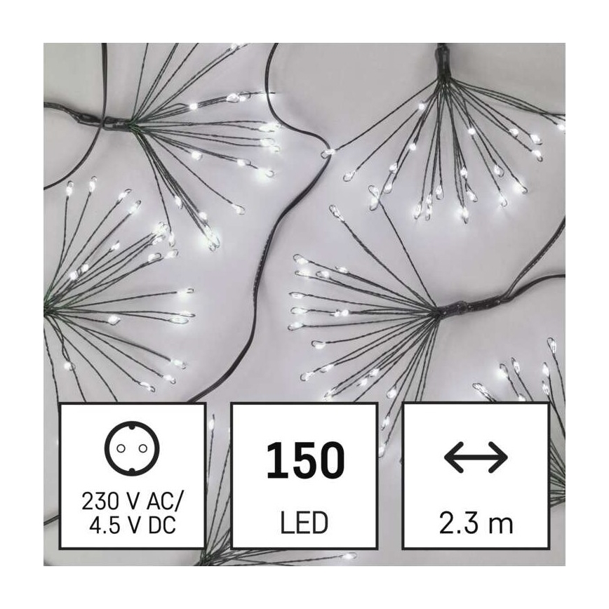 LED Božična veriga 150xLED/5,35m hladna bela