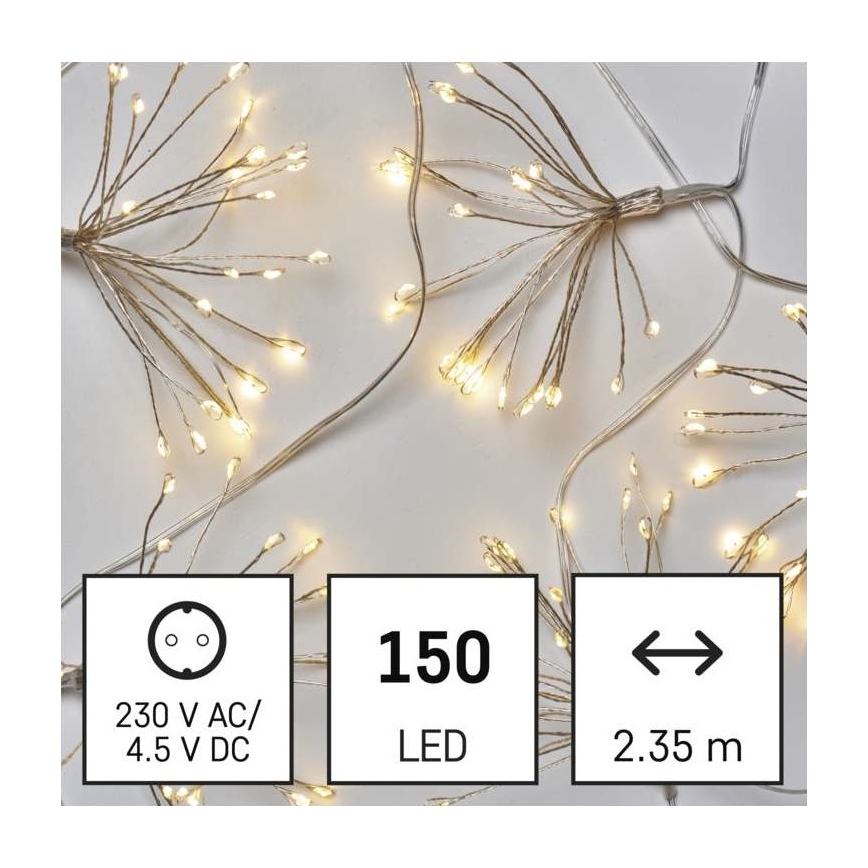 LED Božična veriga 150xLED/5,35m topla bela