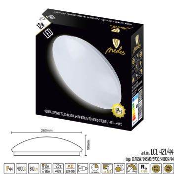 LED Kopalniška stropna svetilka LED/12W/230V IP44