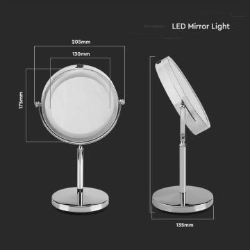LED Kozmetično ogledalo LED/3W/6V IP44