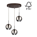 LED Lestenec na vrvici BALL WOOD 3xGU10/5W/230V bukev - FSC certifikat