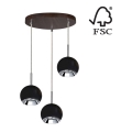 LED Lestenec na vrvici BALL WOOD 3xGU10/5W/230V bukev - FSC certifikat