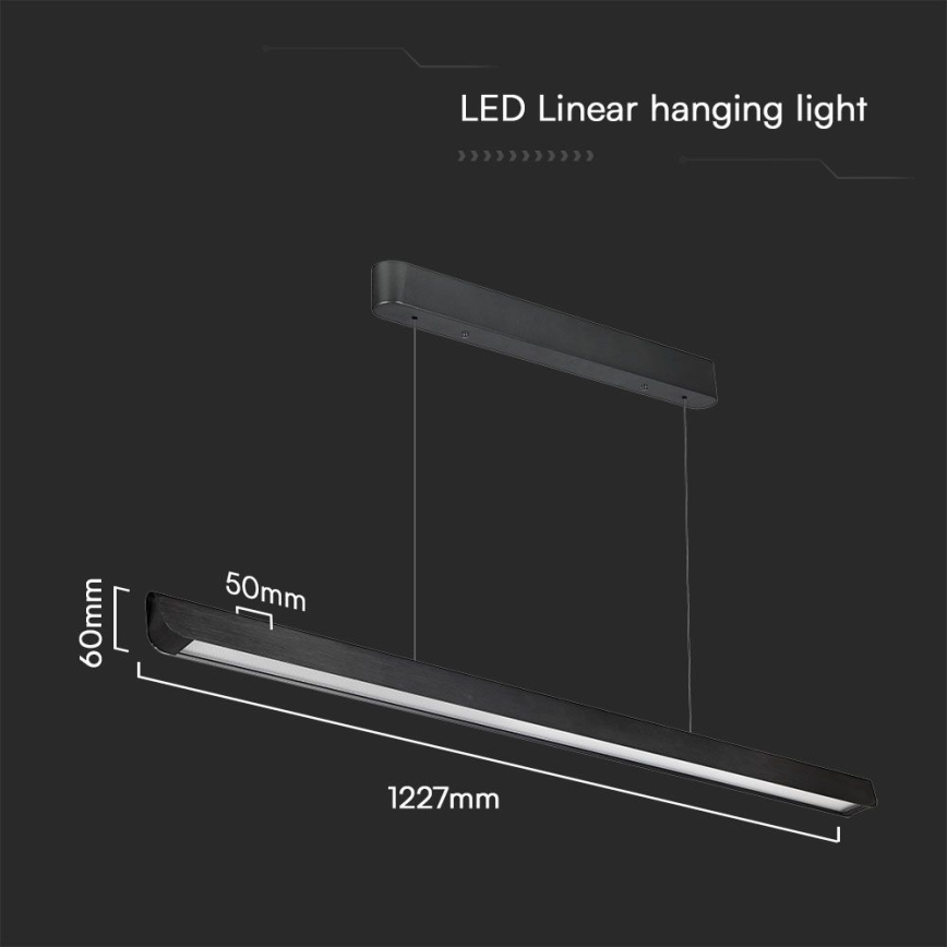 LED Lestenec na vrvici LED/36W/230V 3000/4000/6400K črna