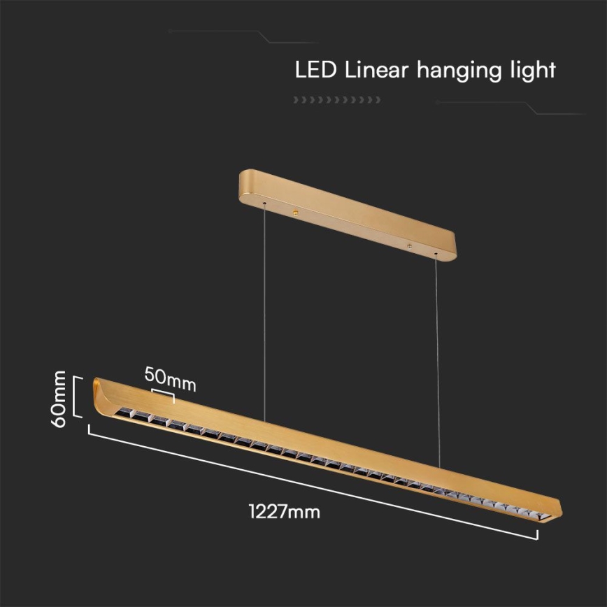 LED Lestenec na vrvici LED/36W/230V 3000/4000/6400K zlata