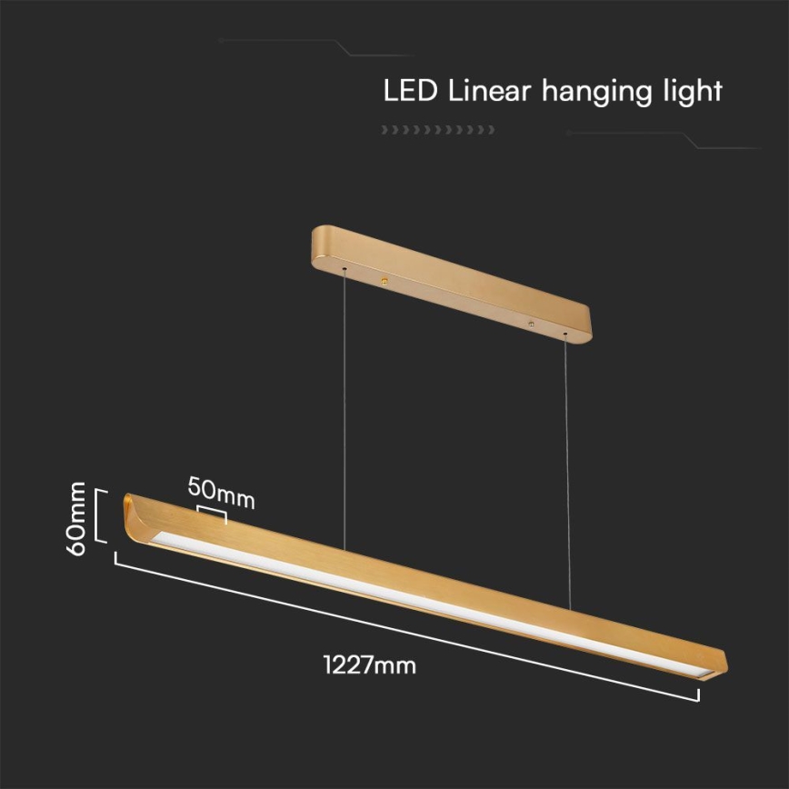 LED Lestenec na vrvici LED/36W/230V 3000/4000/6400K zlata