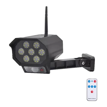 LED Maketa varnostne kamere s senzorjem in s solarnim panelom LED/5W/5,5V IP65 + Daljinski upravljalnik