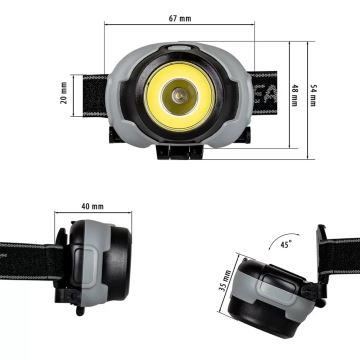 LED Naglavna svetilka 2xLED/3xAAA IP44 170 lm