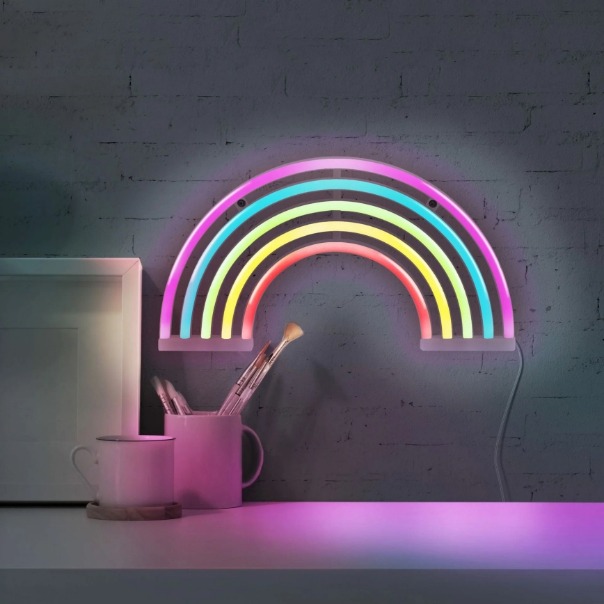 LED Neonska stenska dekoracija RAINBOW LED/3W/3xAA USB multicolor