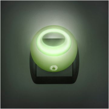 LED Orientacijska lučka v vtičnico s senzorjem LED/1W/230V zelena
