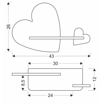 LED Otroška stenska svetilka s polico HEART LED/5W/230V roza/bela/les - FSC certifikat