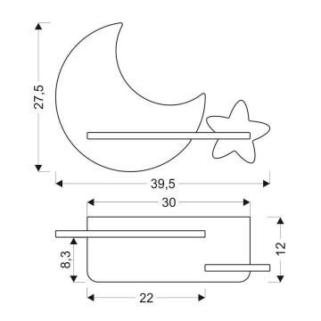 LED Otroška stenska svetilka s polico MOON LED/5W/230V - FSC certifikat