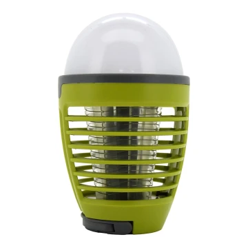 LED Prenosna napolnitvena svetilka s pastjo za insekte LED/2W/3,7V 1800 mAh IPX4 zelena