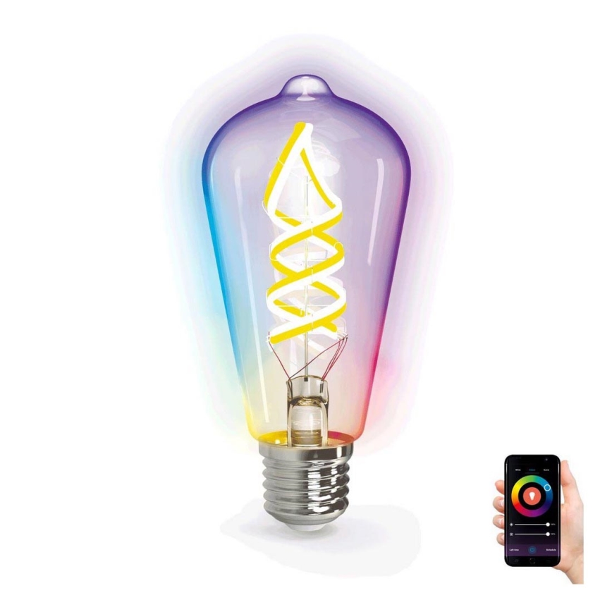 LED RGB+CCT Žarnica FILAMENT ST64 E27/4,9W/230V 2700-6500K Wi-Fi - Aigostar