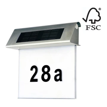 LED Solarna hišna številka LED/2x0,07W/2,4V IP44 - FSC certifikat