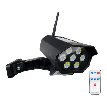 LED Solarna lažna varnostna kamera s senzorjem LED/3,7V IP44 črna + Daljinski upravljalnik