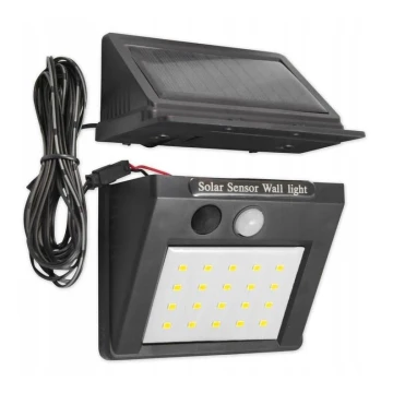 LED Solarna stenska svetilka s senzorjem in zunanjim panelom LED/0,55W/3,7V IP65