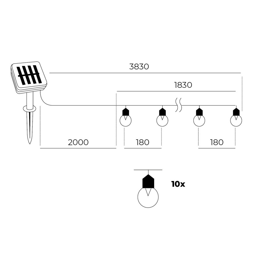 LED - Solarna veriga 10xLED/0,12W/1,2V 1xAA IP44 6000K