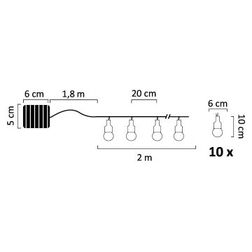 LED Solarna veriga PASTEL 10xLED/1,2V IP44