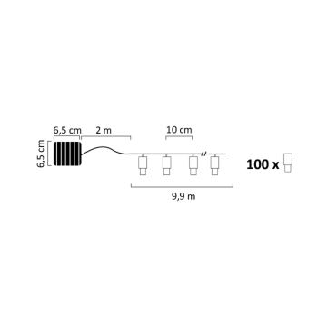 LED Solarna veriga SHINE 100xLED/1,2V 11, 9 m IP44