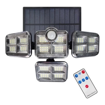 LED Solarni reflektor s senzorjem gibanja in mraka LED/30W/3,7V 2400 mAh IP47 + Daljinski upravljalnik