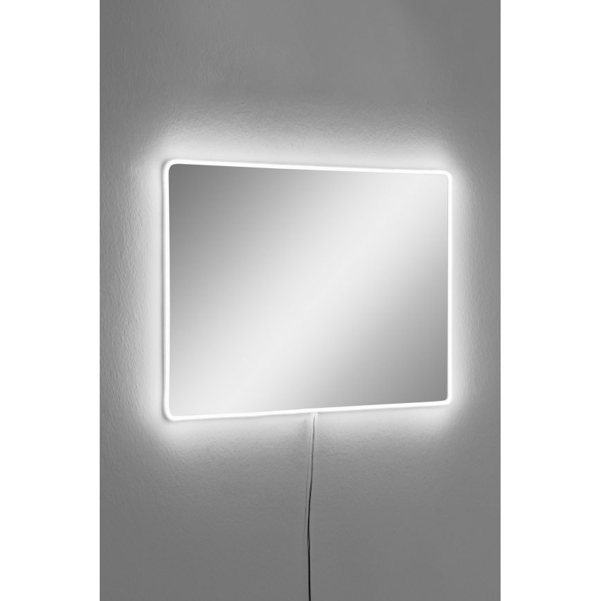 LED Stensko ogledalo z osvetlitvijo RECTANGULAR 60x40 cm bela