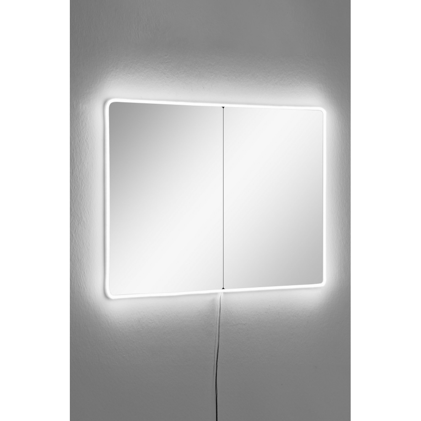 LED Stensko ogledalo z osvetlitvijo RECTANGULAR 80x60 cm bela