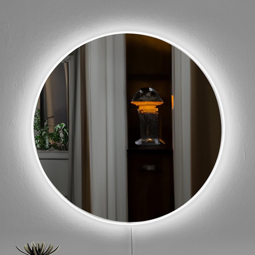 LED Stensko ogledalo z osvetlitvijo ROUND pr. 40 cm bela