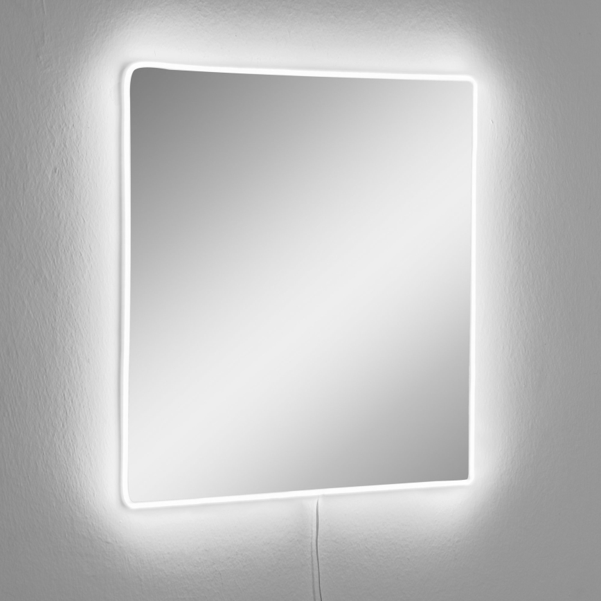 LED Stensko ogledalo z osvetlitvijo SQUARE 50x50 cm bela