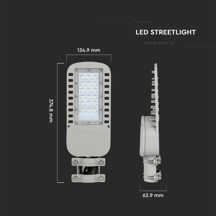 LED Ulična svetilka SAMSUNG CHIP LED/30W/230V 6500K siva