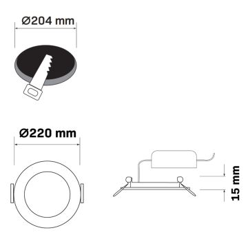 LED Vgradna svetilka RIGEL LED/14W/230V 4000K pr. 22 cm črna