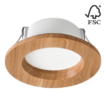 LED Vgradna svetilka WOODY SPOT LED/5,5W/230V 4000K hrast ø 10 cm