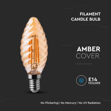 LED Žarnica FILAMENT AMBER E14/4W/230V 2200K