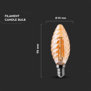 LED Žarnica FILAMENT AMBER E14/4W/230V 2200K