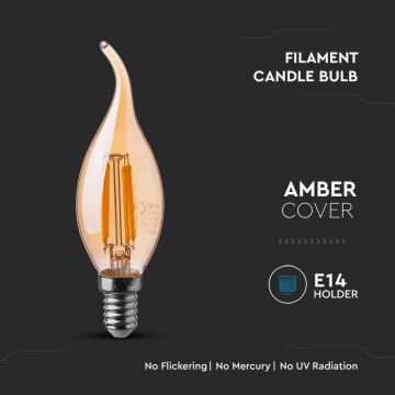 LED Žarnica FILAMENT AMBER E14/4W/230V 2200K