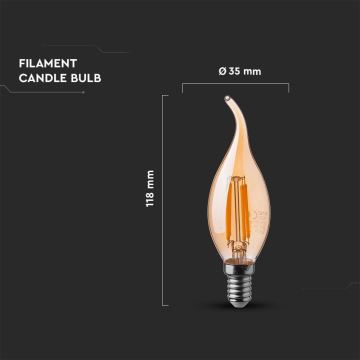 LED Žarnica FILAMENT AMBER E14/4W/230V 2200K