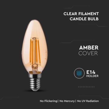 LED Žarnica FILAMENT AMBER E14/4W/230V 2200K