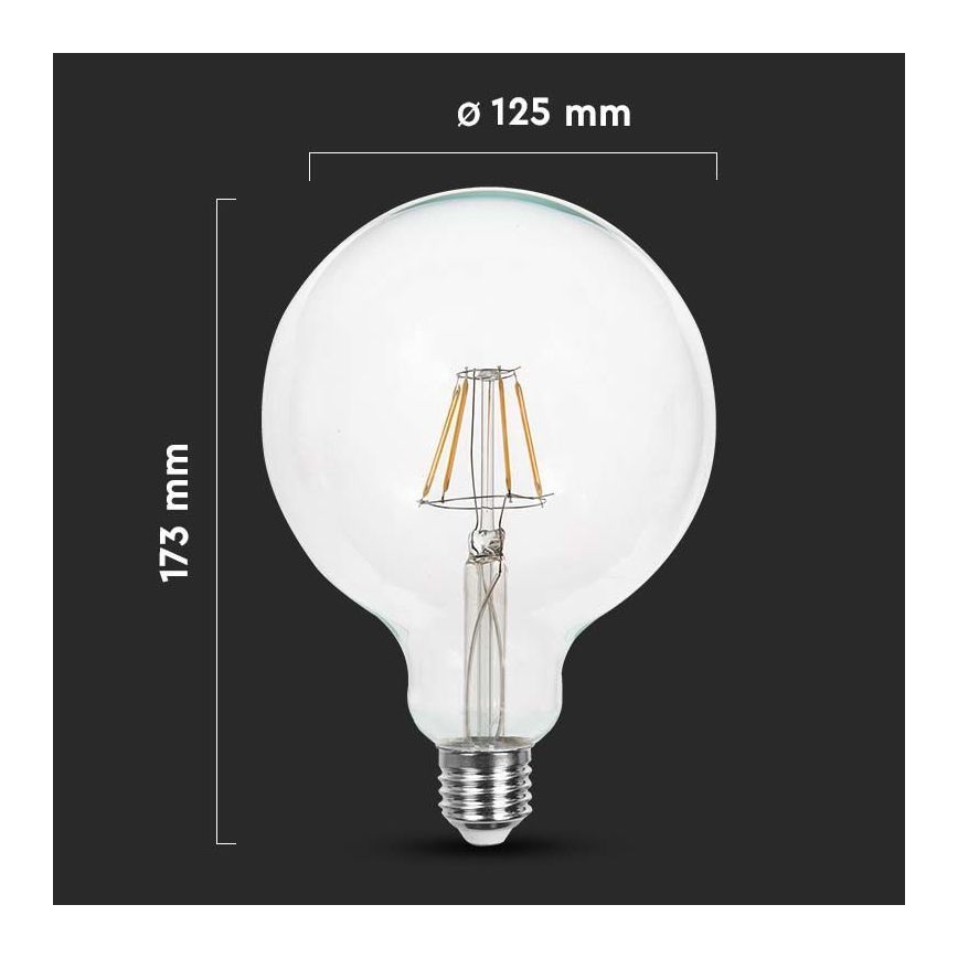 LED Žarnica FILAMENT G125 E27/12W/230V 3000K