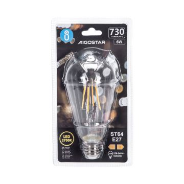 LED Žarnica FILAMENT ST64 E27/6W/230V 2700K - Aigostar