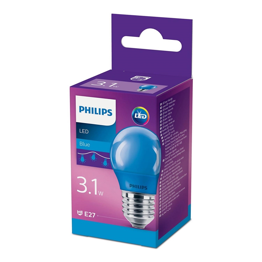 LED Žarnica Philips P45 E27/3,1W/230V modra