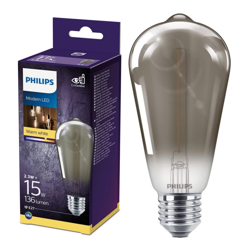 LED Žarnica SMOKY VINTAGE Philips ST64 E27/2,3W/230V 2700K