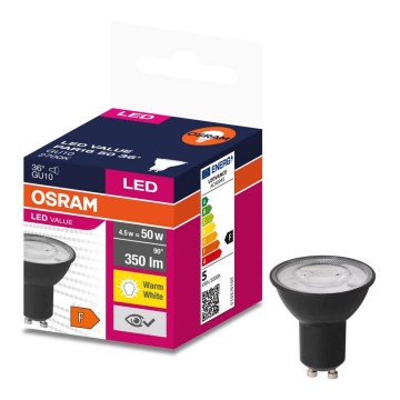 LED Žarnica VALUE PAR16 GU10/4,5W/230V 2700K 36° črna - Ledvance