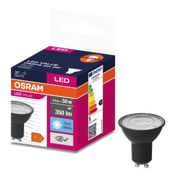 LED Žarnica VALUE PAR16 GU10/4,5W/230V 6500K 36° črna - Ledvance